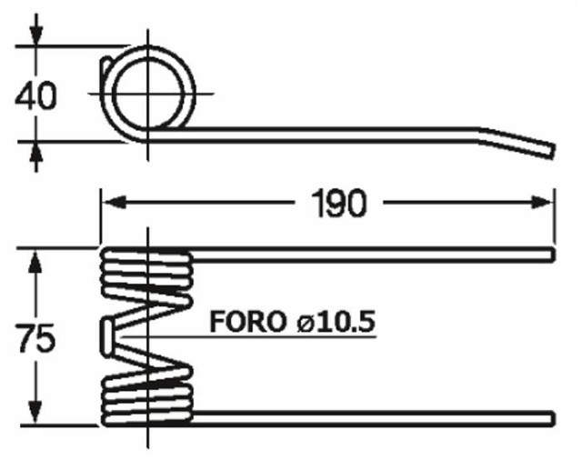 Dente rotopressa adattabile Claas 8214211 foro 10,5 e filo 5 - Ama