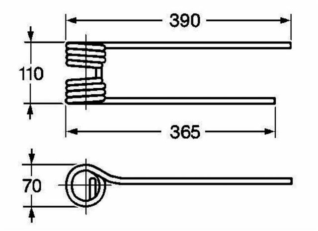 Dente girello sx adattabile Kuhn 58740600 lunghezza 390 filo 9,5 - Ama