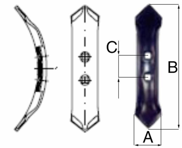 Vomere Ama reversibile per coltivatori con dimensioni di 50x237x6mm in acciaio al boro temperato - Ama