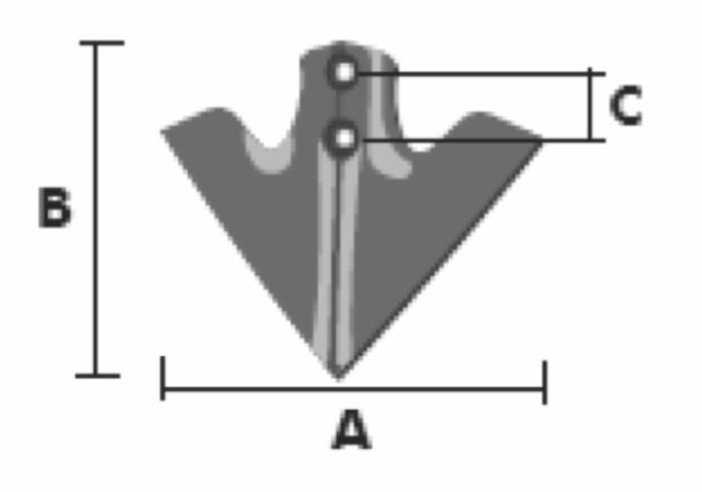 Vomerina di ricambio per il coltivatore dimensioni 210x280mm 2 fori Ø 12mm - Ama