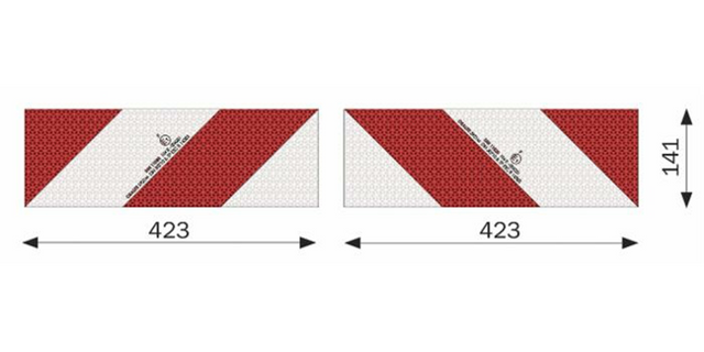 Kit 2 pannelli adesivi omologati per segnalazione su strada 423x141mm - Ama