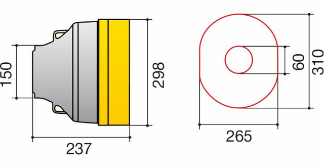 Controcuffia ovale con fascia,lunghezza 237mm - Meccanoplast