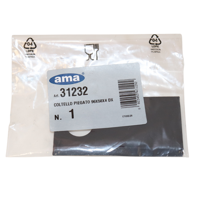 Coltello destro piegato 96x50x4mm adattabile Krone 01466911 - Ama