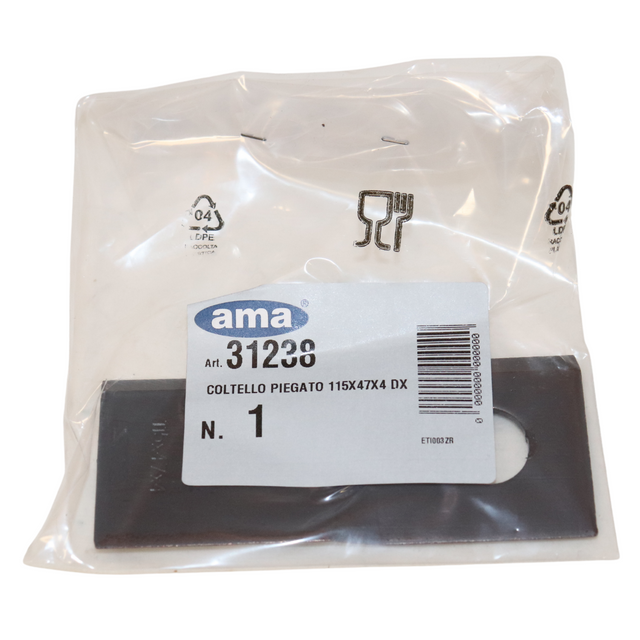 Coltello destro piegato 115x47mm con foro Ø 19mm adattabile Claas 9520420 - Ama