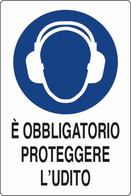 Cartello segnaletica "obbligatorio proteggere l'udito" 30x20 - Ama