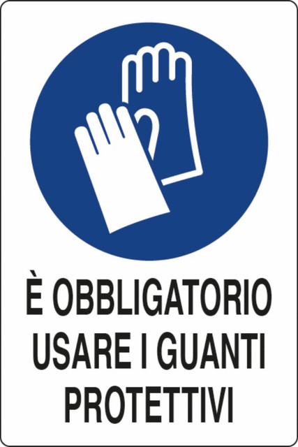Cartello segnaletica obbligatori guanti protettivi 30x20 - Ama