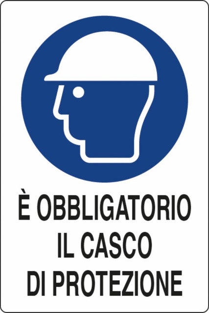 Cartello segnaletica "obbligatorio casco di protezione" 30x20 - Ama