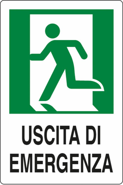 Cartello segnaletica "uscita di emergenza sinistra" 30x20 - Ama