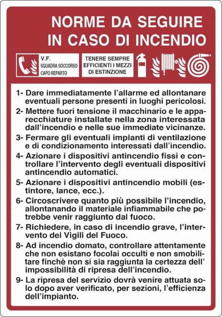 Cartello segnaletica "norme caso incendio" 50x35 - Ama