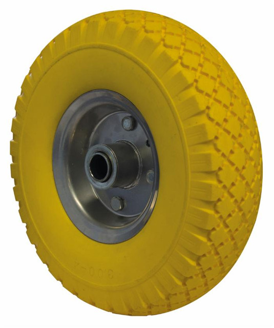 Ruota per carrelli gialla in poliuretano 3.00x4" portata 60kg Ø 260mm - Ama