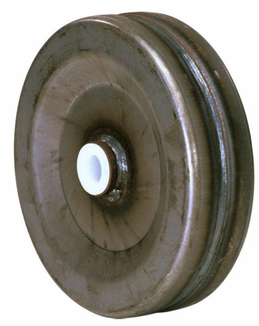 Ruota in lamiera 320x100mm con foro Ø 30mm e boccola in nylon autolubrificante - Ama