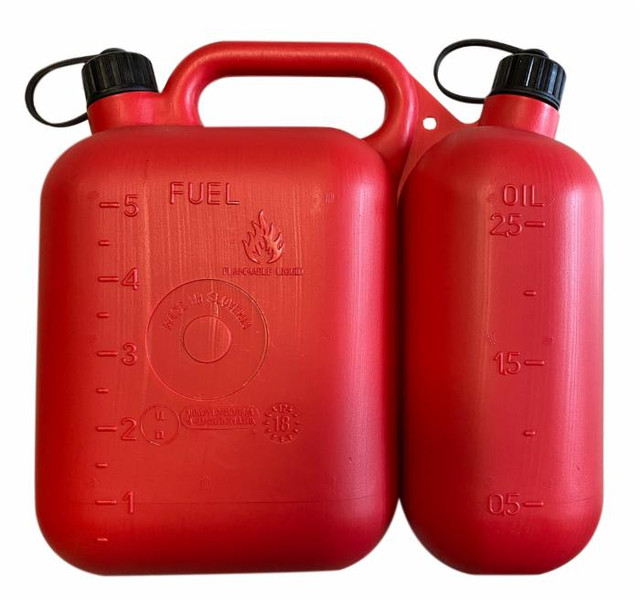 Tanica carburante e olio con doppio serbatoio 5+2,5L  omologata - Ama