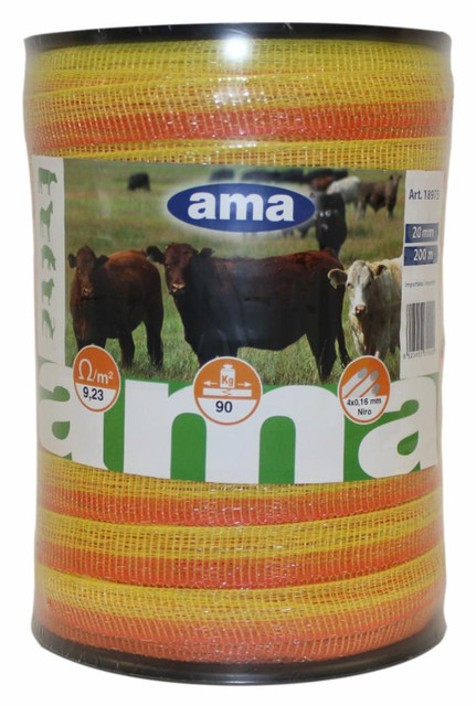 Banda per recinti elettrici da 20mm lunghezza 200m resistenza max 90kg - Ama