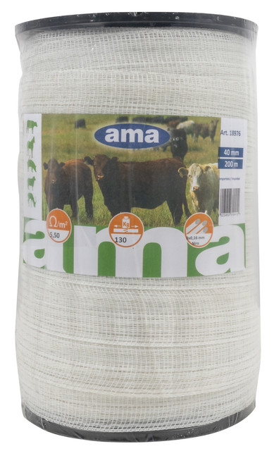 Banda per recinti elettrici 200m conduttori 8x0,16 in acciaio - Ama