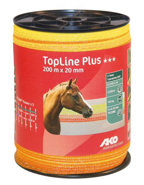 Banda recinto elettrico arancio-giallo lunghezza 200m larghezza 20mm - Ama