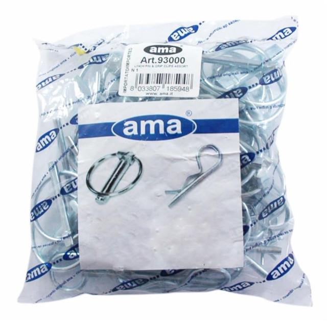 Confezione assortita 50 spine a scatto e coppiglie a R - Ama