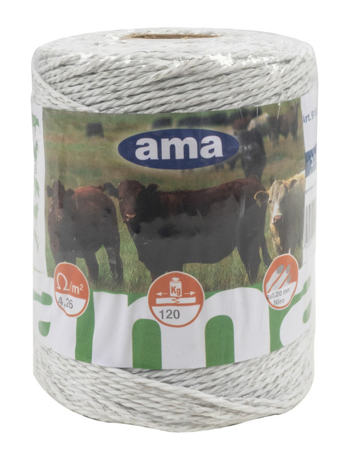 Bobina filo elettrificato bianco lunghezza 200m 6 conduttori acciaio - Ama