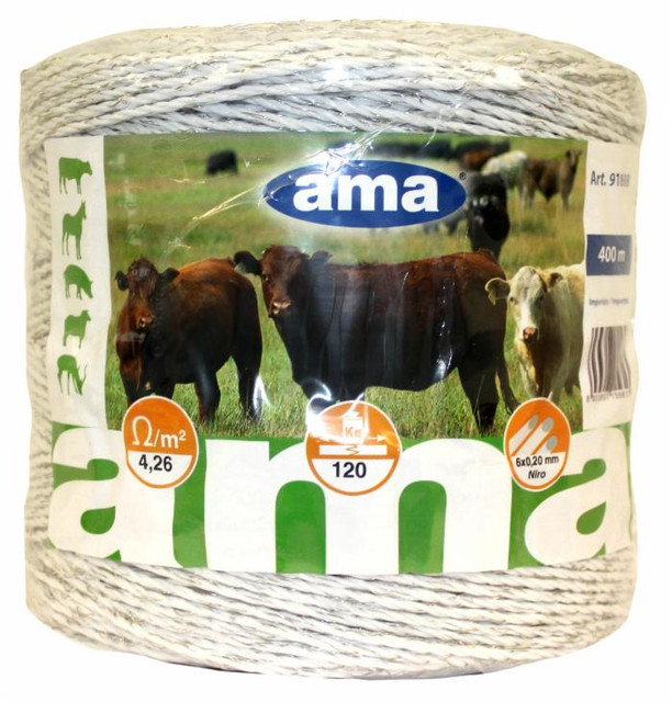 Bobina filo elettrificato bianco lunghezza 400m 6 conduttori acciaio - Ama