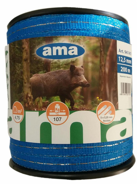 Banda elettrificata per cinghiali lunga 200m con 10 conduttori resistenza 190kg - Ama