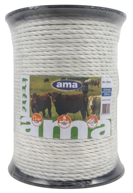 Corda elettrica diametro 8mm lunghezza 200m resistenza max 700kg - Ama