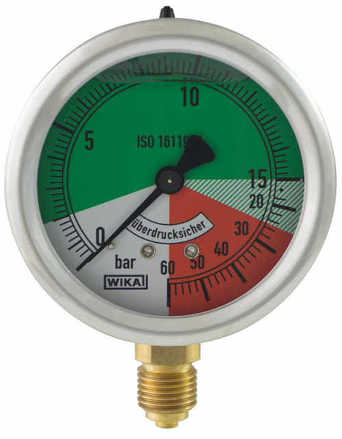 Manometro isometrico alla glicerina Ø 63mm con filetto M 1/4" cilindrico - Wika