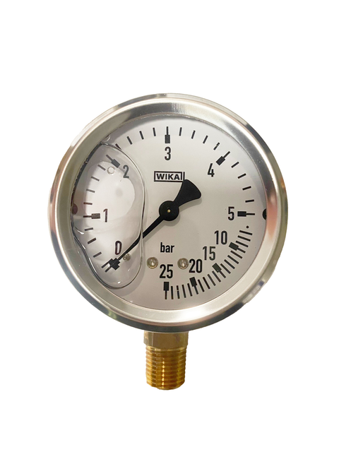 Manometro isometrico alla glicerina Ø 63mm filettatura 1/4 conica - Wika