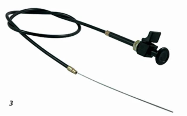 Tirante stop motore,cavo lunghezza 2200mm con leva d'arresto e pomello nero - Ama