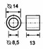 Distanziale per gommino di protezione vetro con Ø esterno 14mm - Ø interno 8,5mm - altezza 13mm - Ama