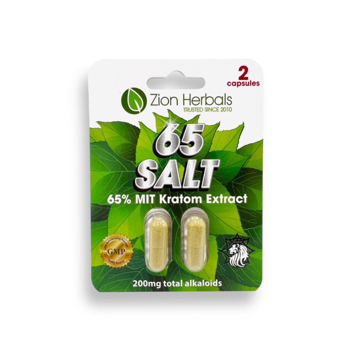 Zion Herbals Kratom Extract 65 Salt Capsules 2ct 200mg