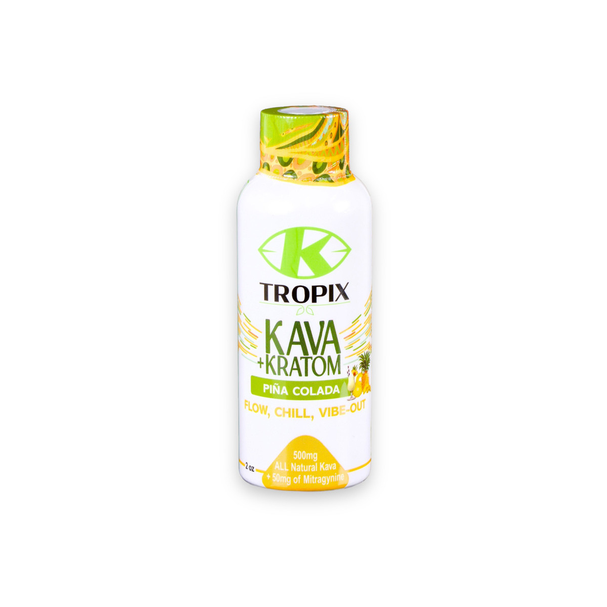 K Tropix Kava + Kratom Pina Colada Shot 500mg 2oz