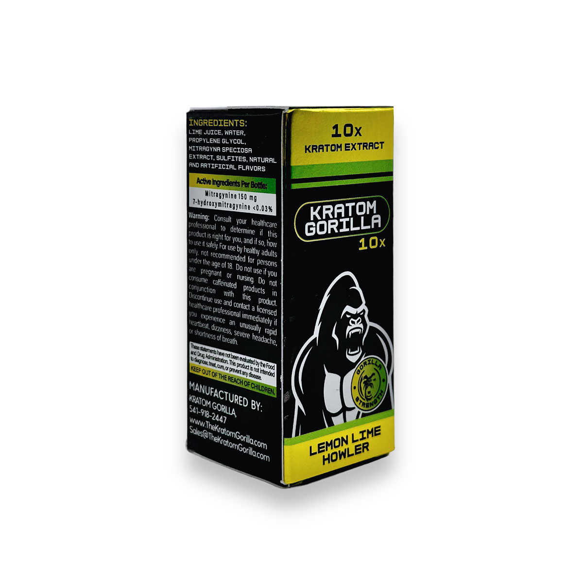 Gorilla Strength Kratom Extract Shot 10X Lemon Lime Howler 15ml