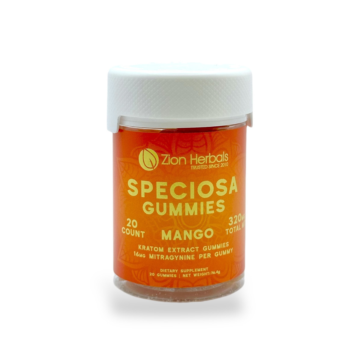 Zion Herbals 16mg Kratom Extract Mango Speciosa Gummies 20ct
