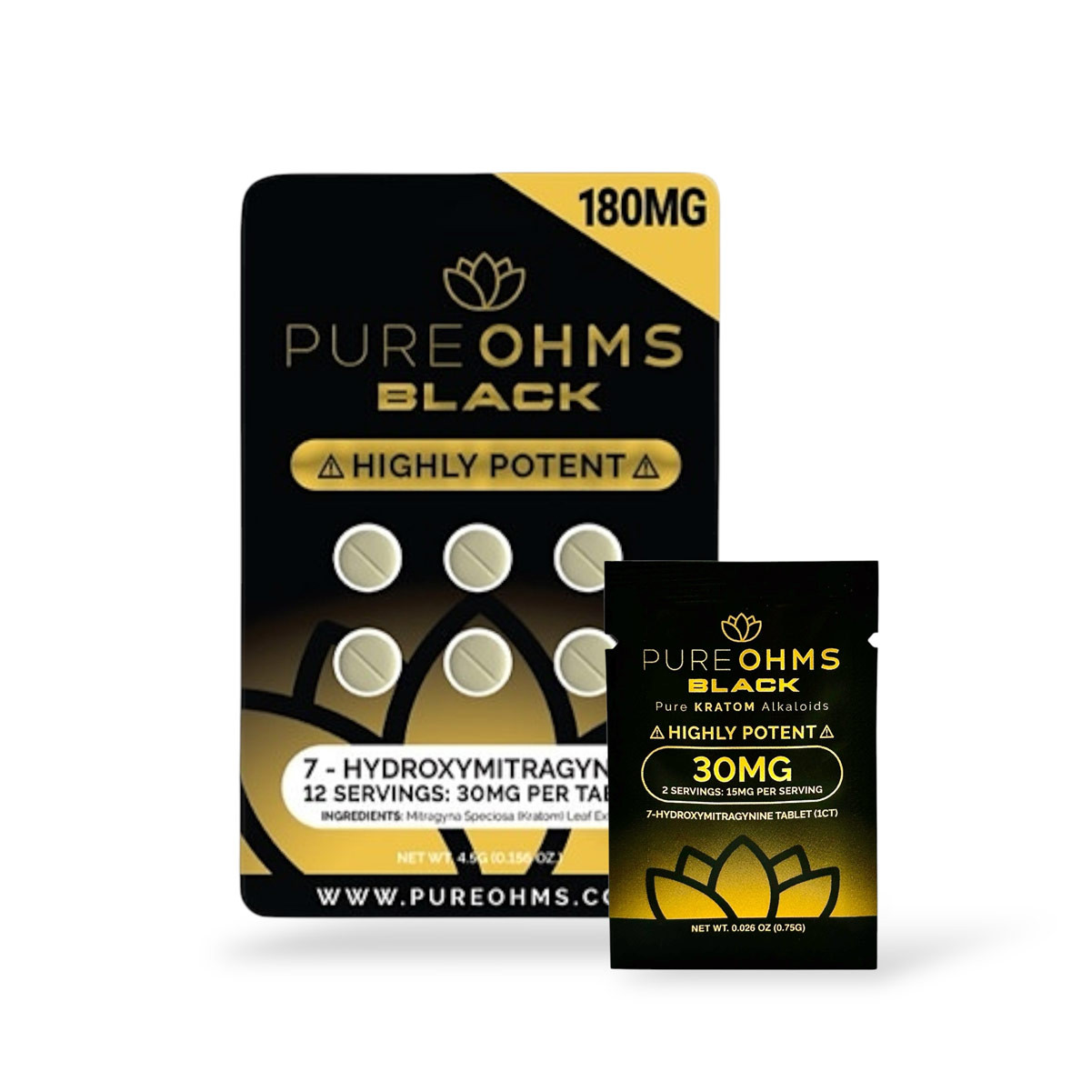 Pure Ohms Black 30mg 7-Hydroxymitragynine Tablets - Image 2