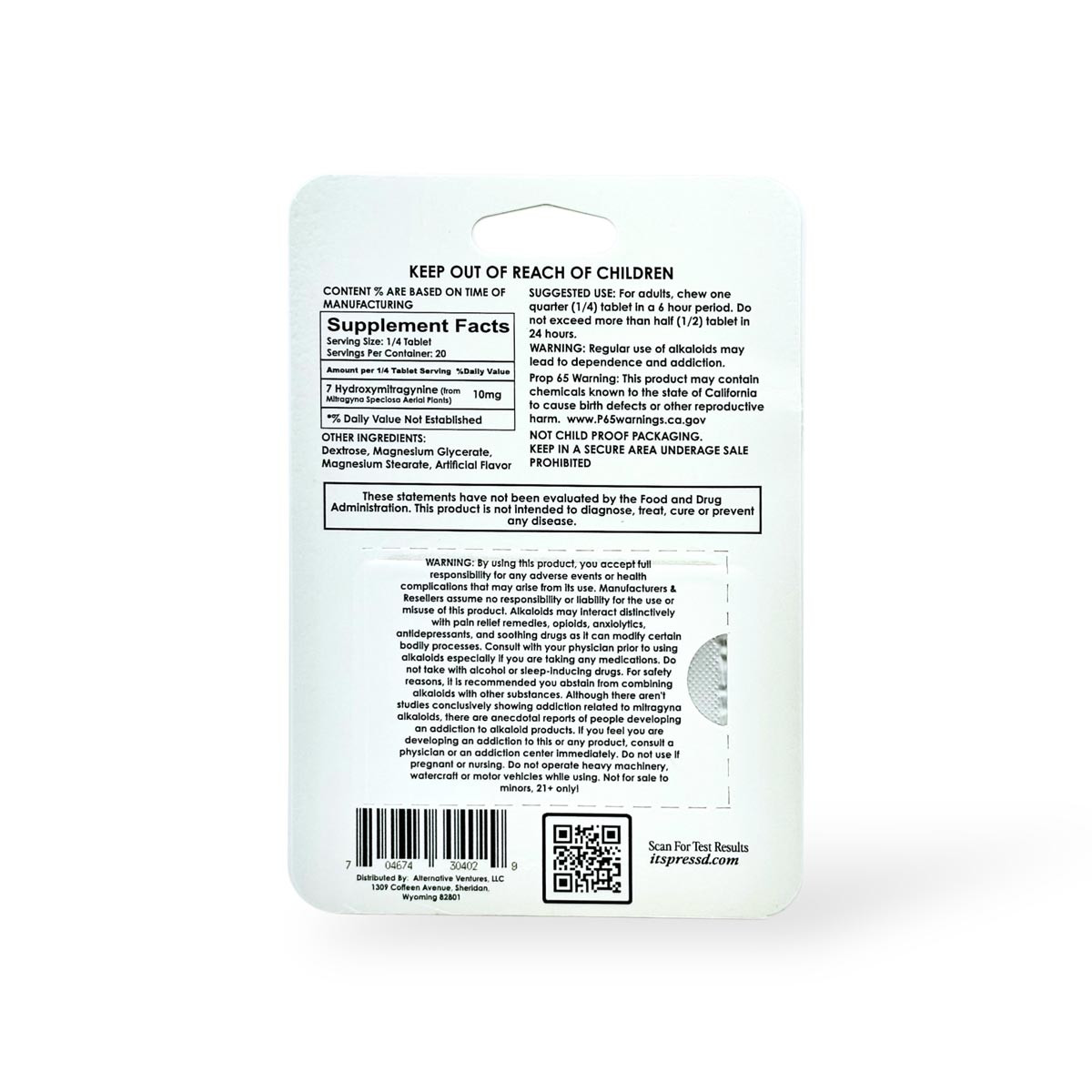 Press'D Kratom 7 Hydroxymitragynine Extra Strength Tablets White Grape 40mg - Image 10