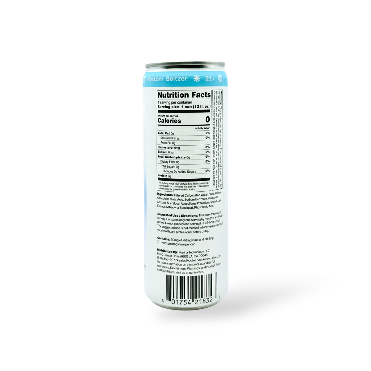 Uchie Sparkling Kratom Seltzer Blue Raspberry 12oz - Refreshing