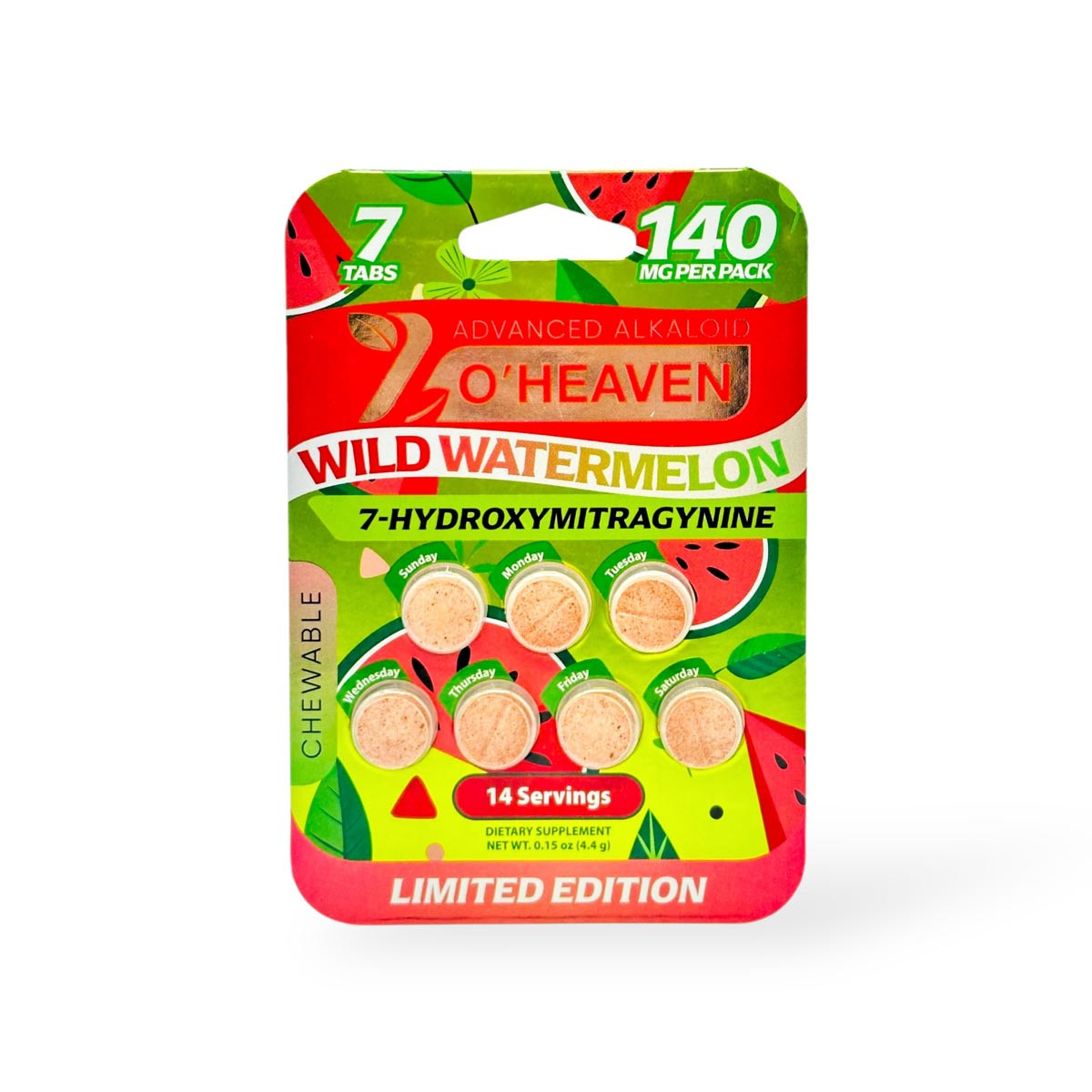 7 O'Heaven Kratom Extract Tablets Wild Watermelon 140mg