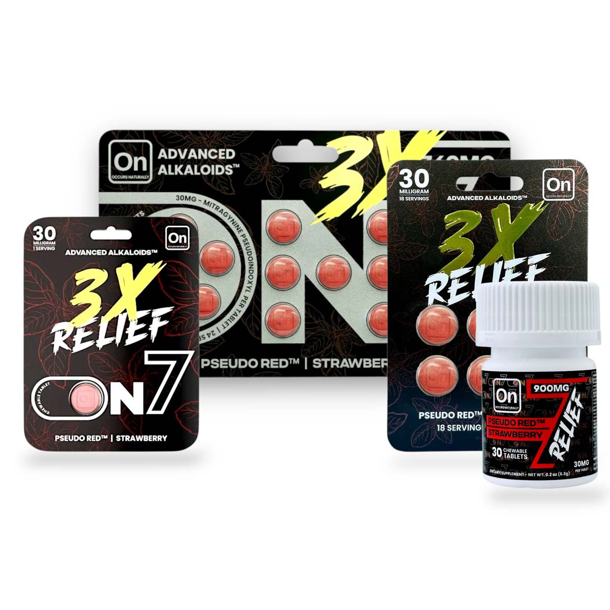 On7 Pseudo Red Relief Tablets Strawberry 30mg Relaxation
