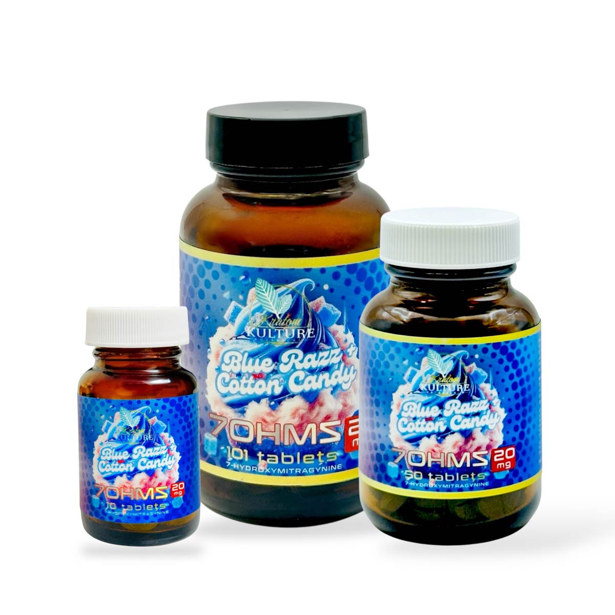 Kratom Kulture 7-OH Blue Razz + Cotton Candy Tablets 20mg