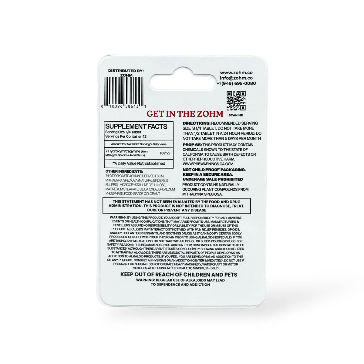 ZOHM Extra Strength 7-OH 40mg Tablets Cherry Limeade