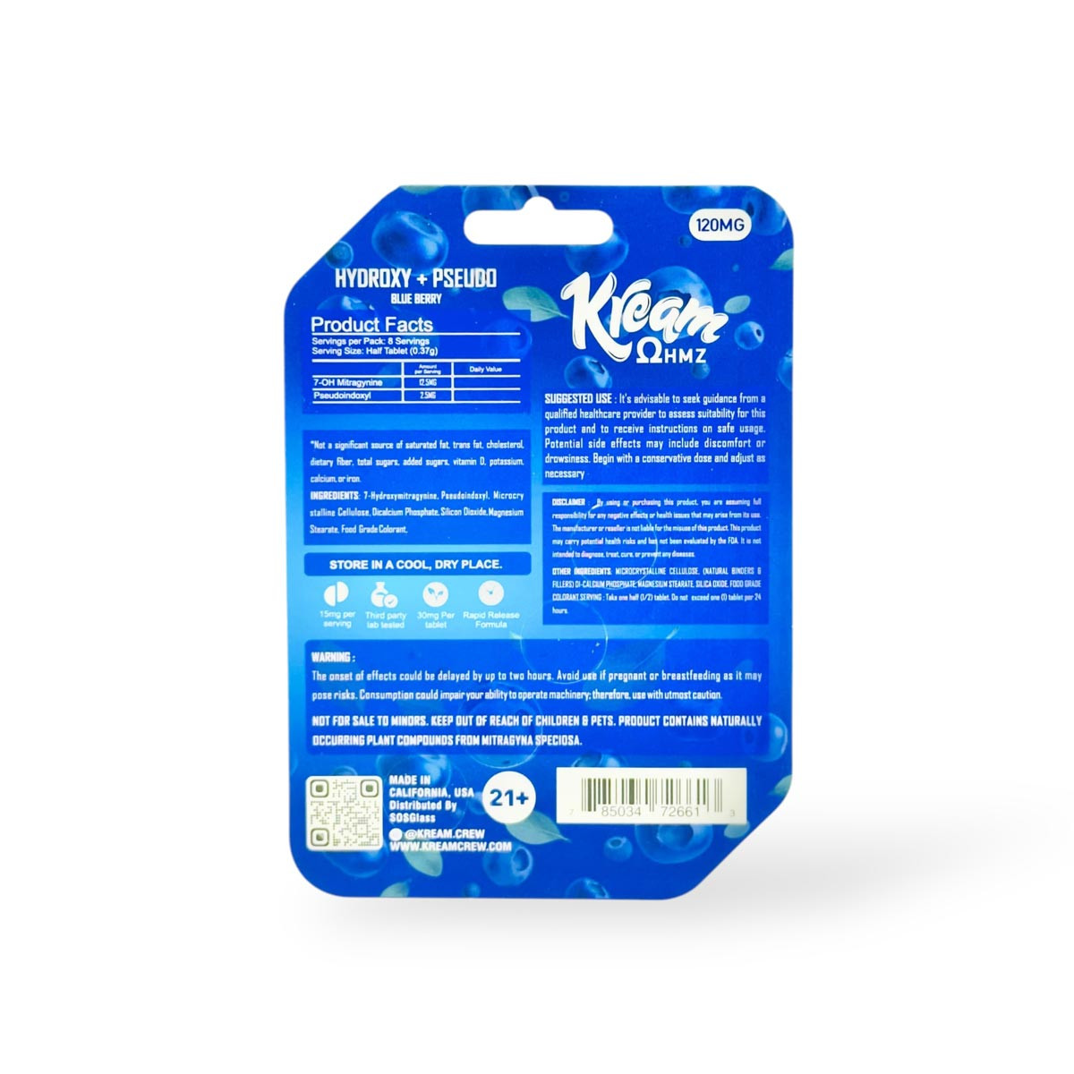 ♡ＲＡＮ♡　クリーム10本 Kream OHMZ 7-OH + Pseudo Blueberry Tablets 30mg