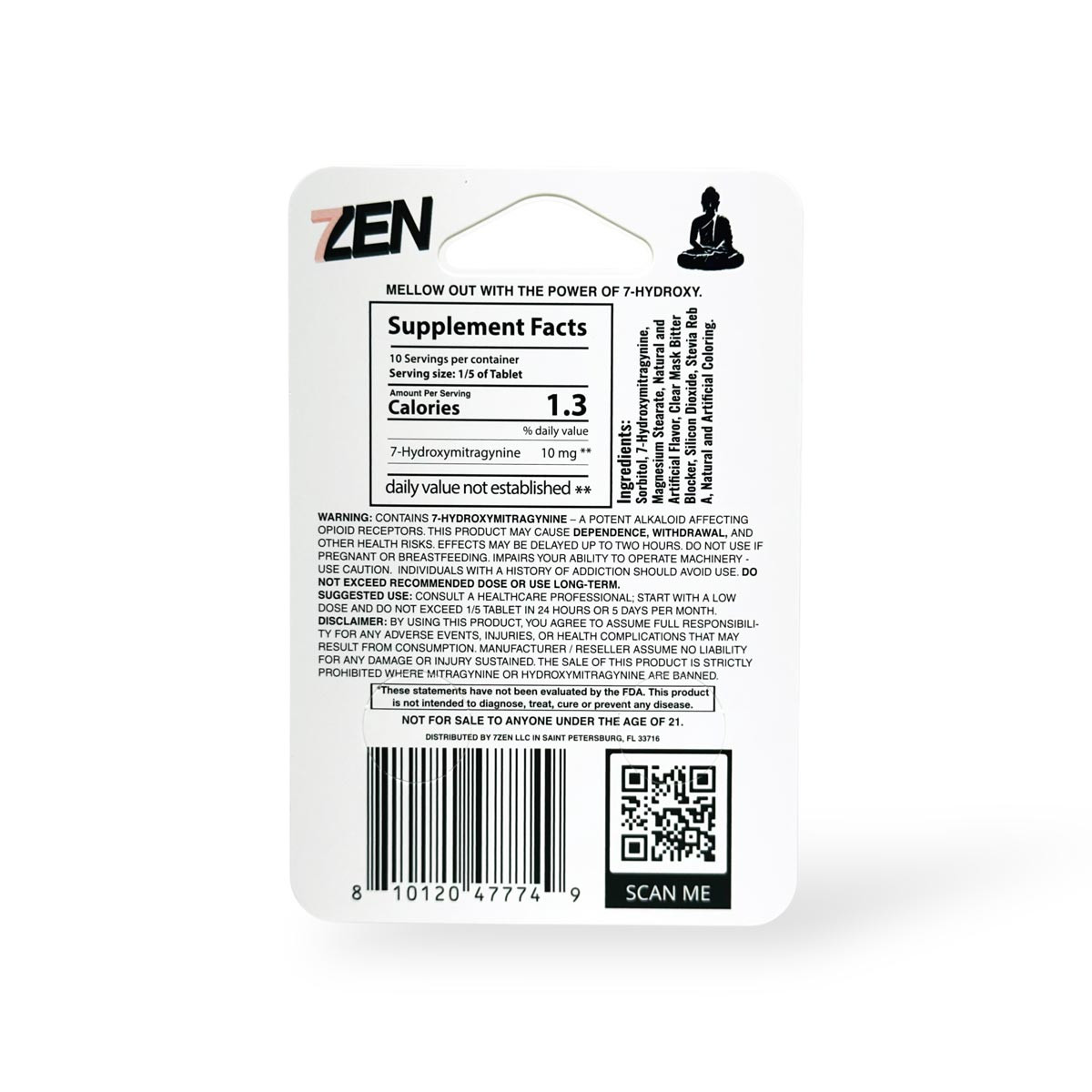 7Zen Watermelon Mello 50mg 7-OH Kratom Chewable Tablet
