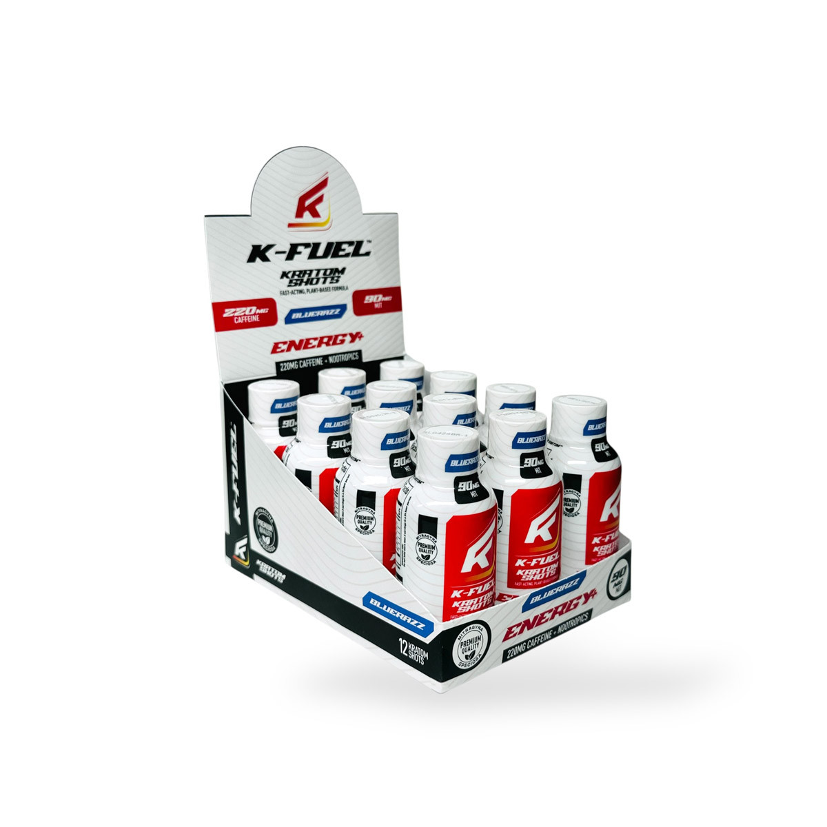 K-Fuel Kratom Energy Shot Blue Razz 90mg 15ml Bottle