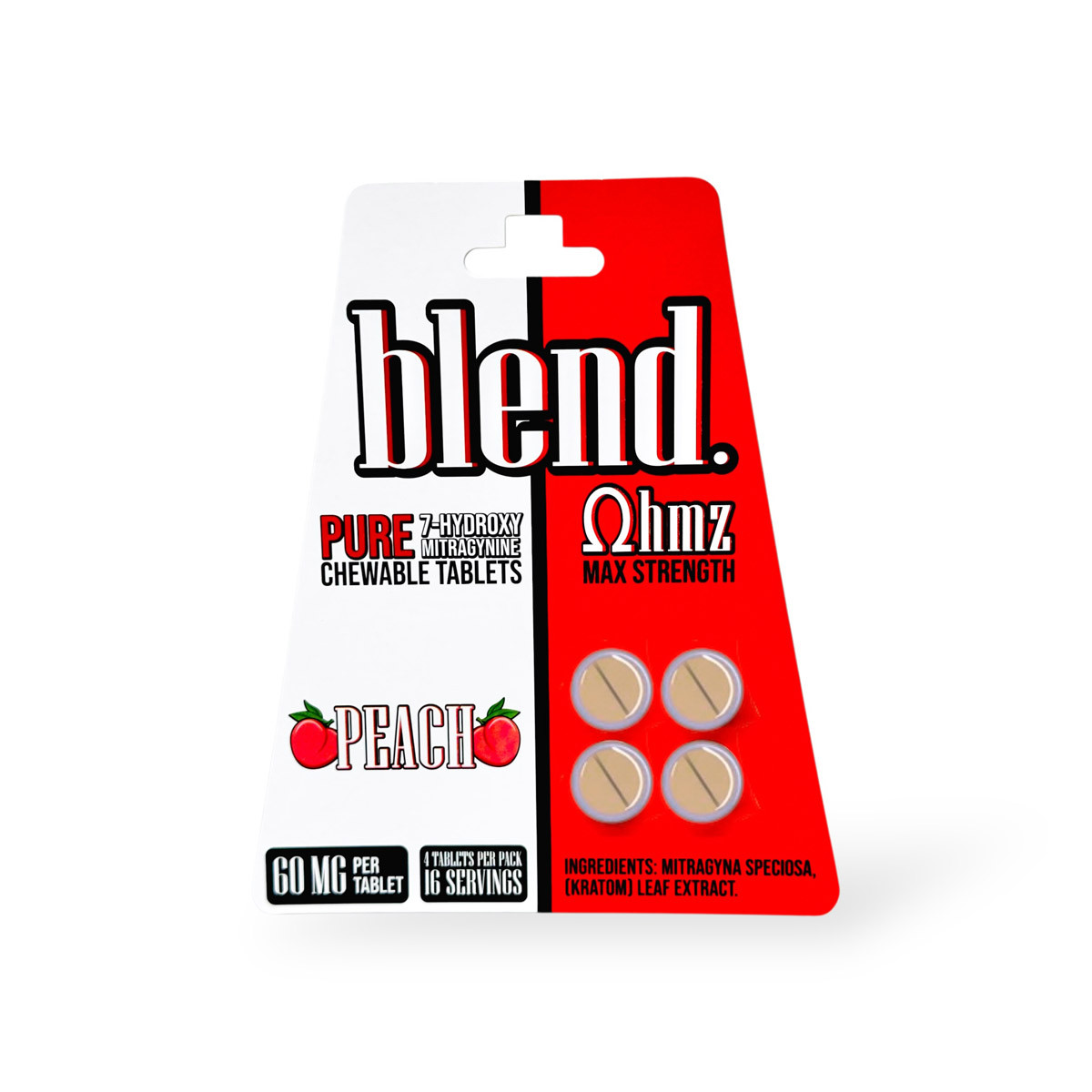 Blend. Peach 7-Hydroxy Chewable Tablets 60mg – Max Strength