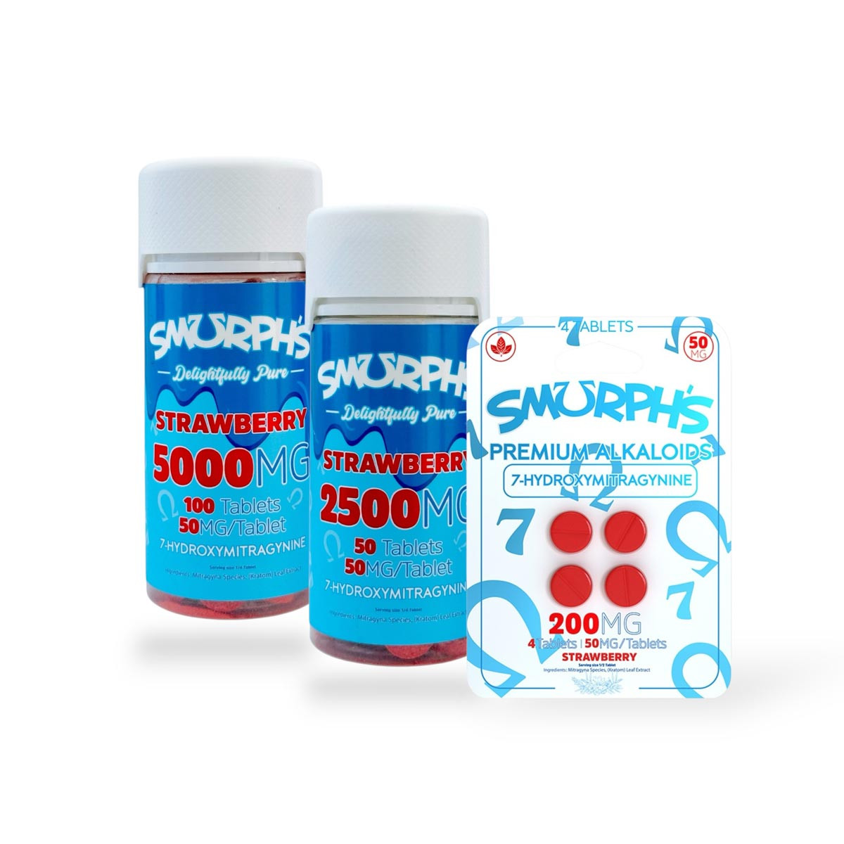 Smurph's Strawberry 7-Hydroxy Kratom Tablets 50mg Smurph's Strawberry 7-Hydroxy Kratom Tablets 50mg