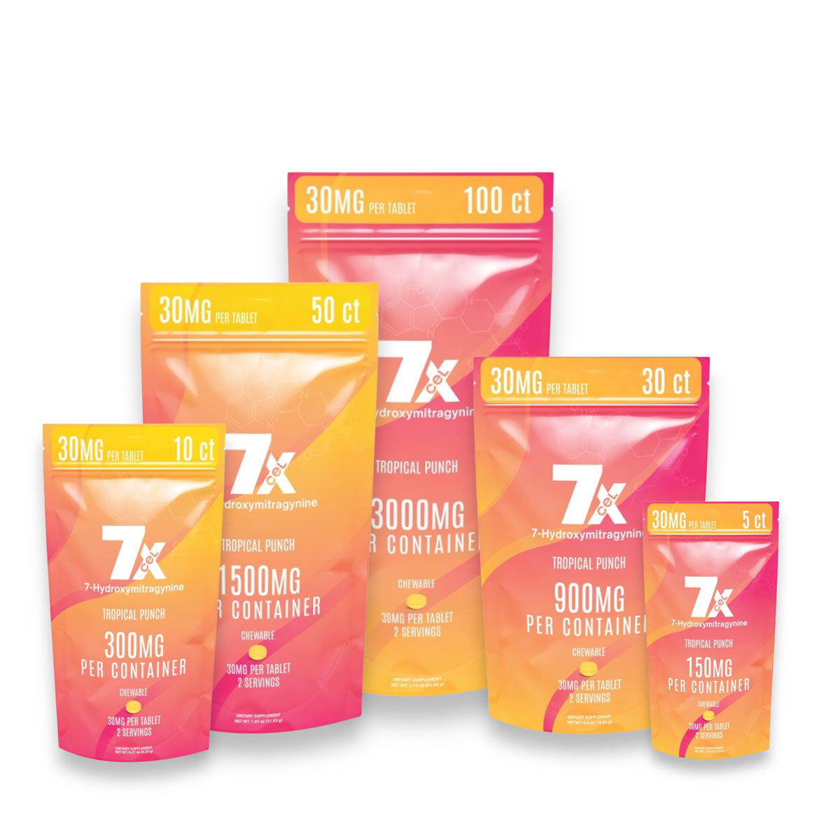 サプリメント R 7Xcel Tropical Punch 7-OH Tablet 30mg | Fast Chewable Dose