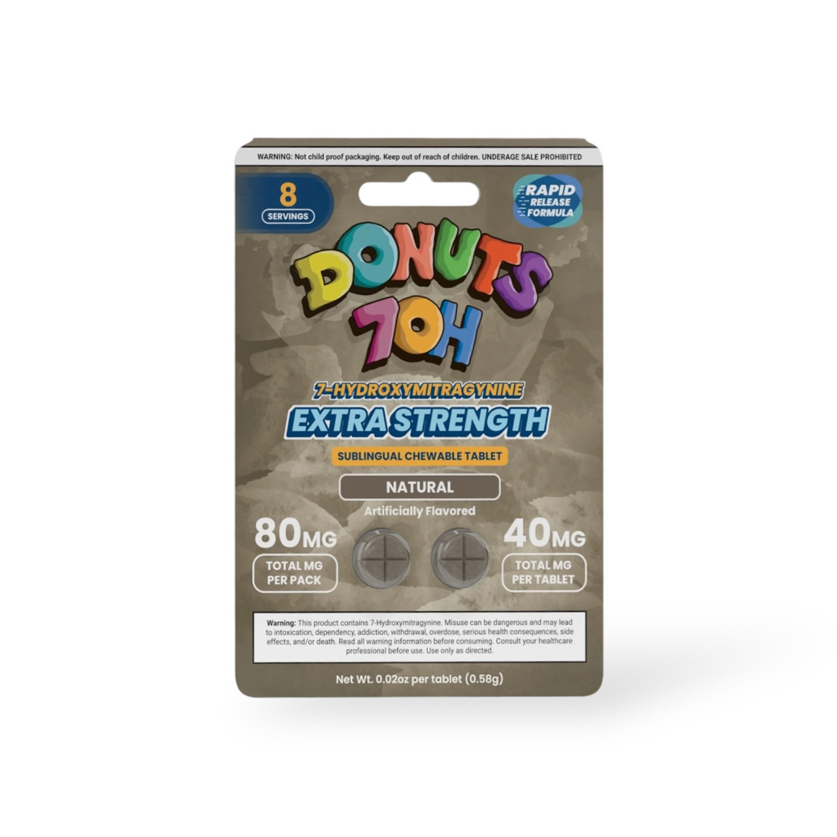 Donuts 7-OH Extra Strength Chewable Tablets Natural 40mg Per Tablet