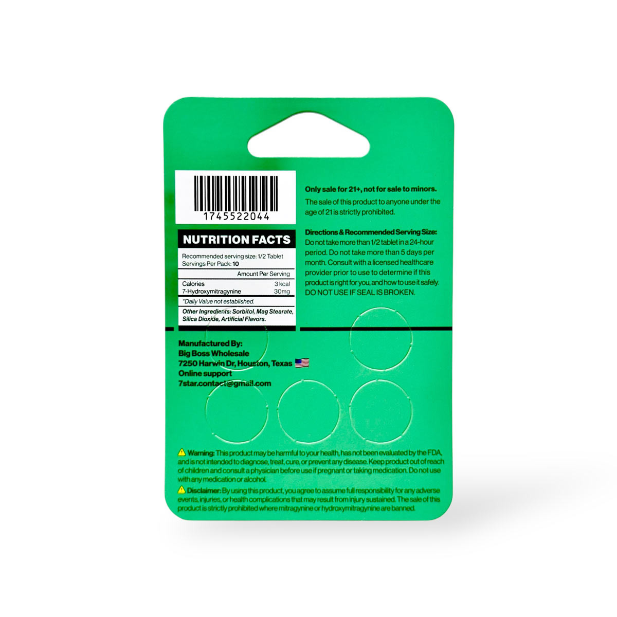 7 Star 7-OH Mint Chewable Tablets 30mg Extract Strength