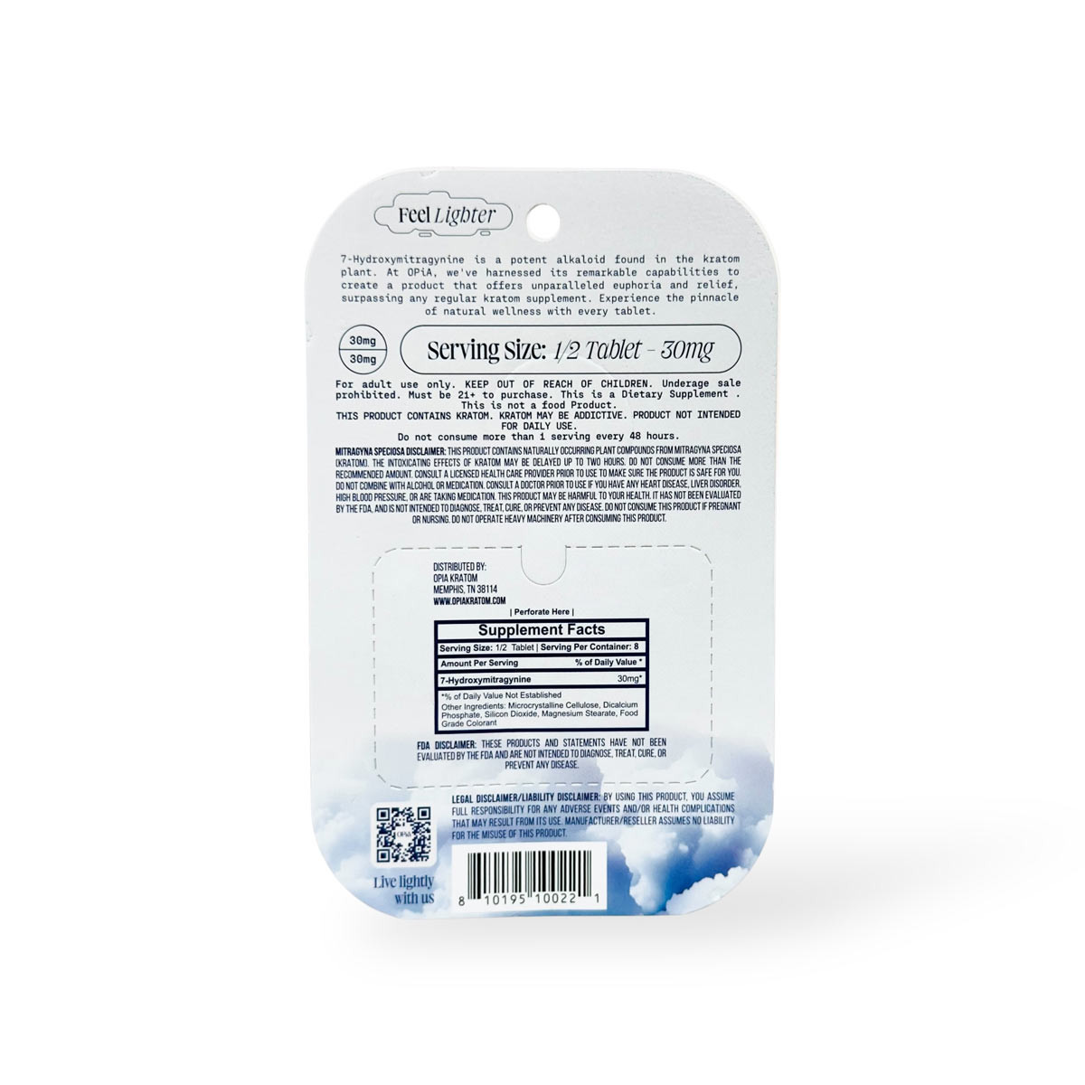 Opia Ultra 7-OH Blue Raspberry 60mg Chewable Tablets