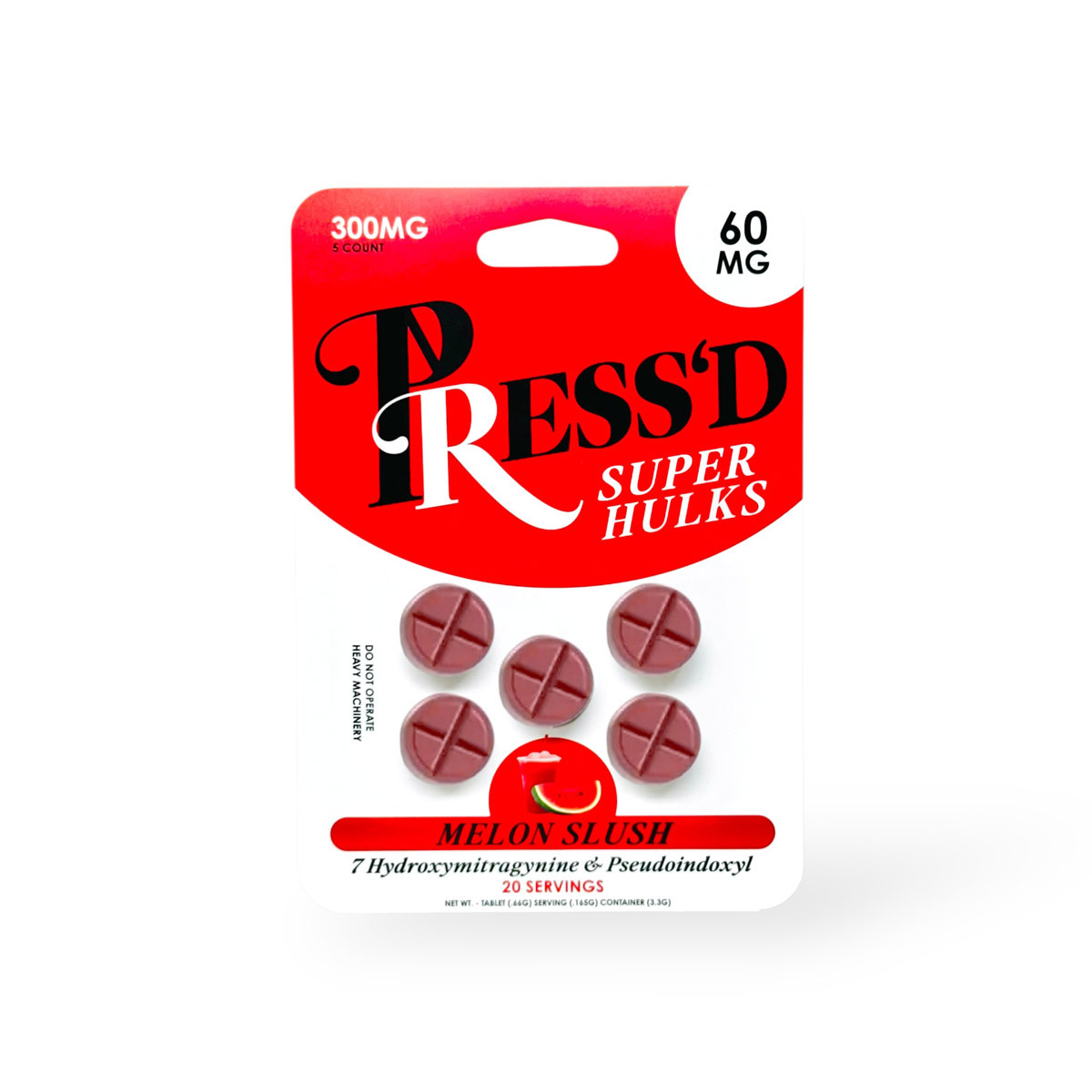 Press'D Kratom Super Hulks Melon Slush Tablets 60mg