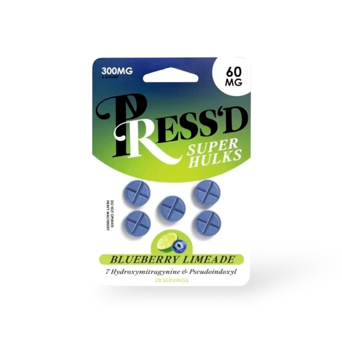 Press'D Kratom Super Hulks Blueberry Limeade Tablets 60mg